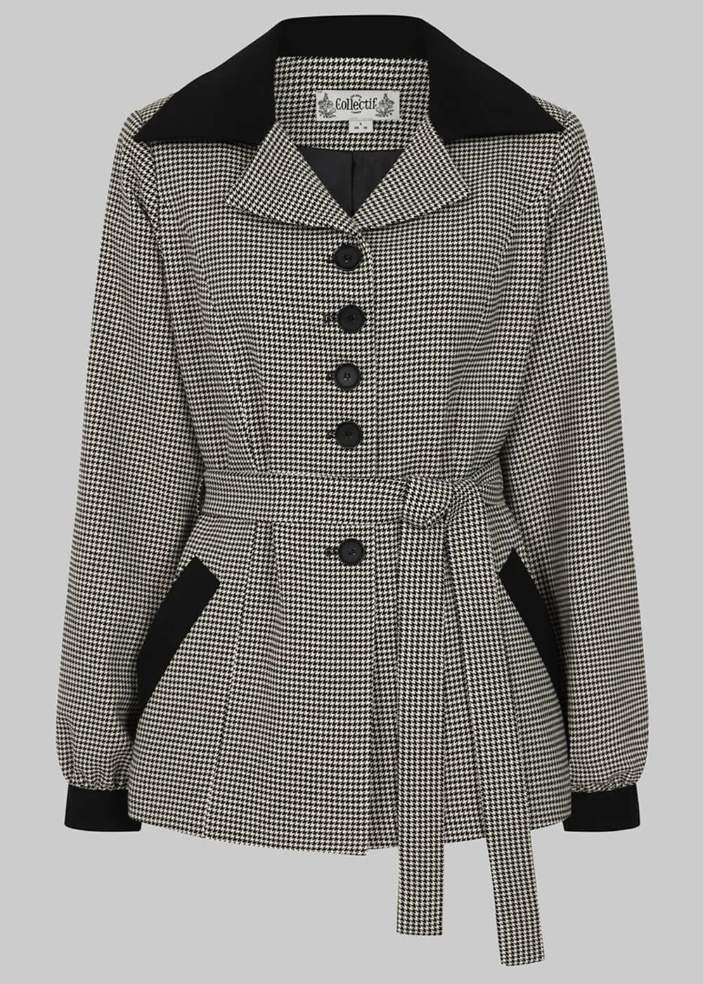 Collectif Rosemary Dogtooth Jas Zwart Wit