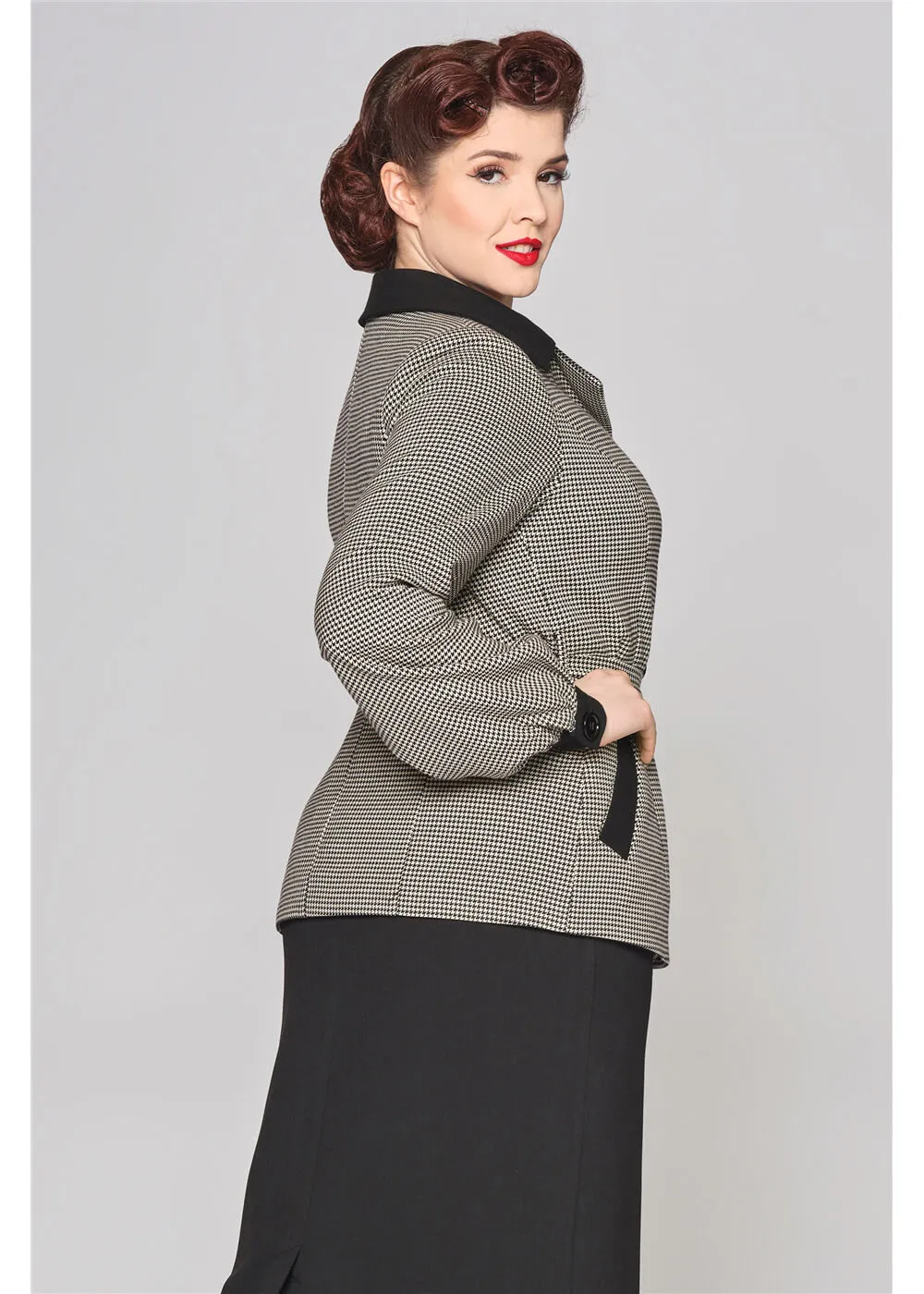 Collectif Rosemary Dogtooth Jas Zwart Wit