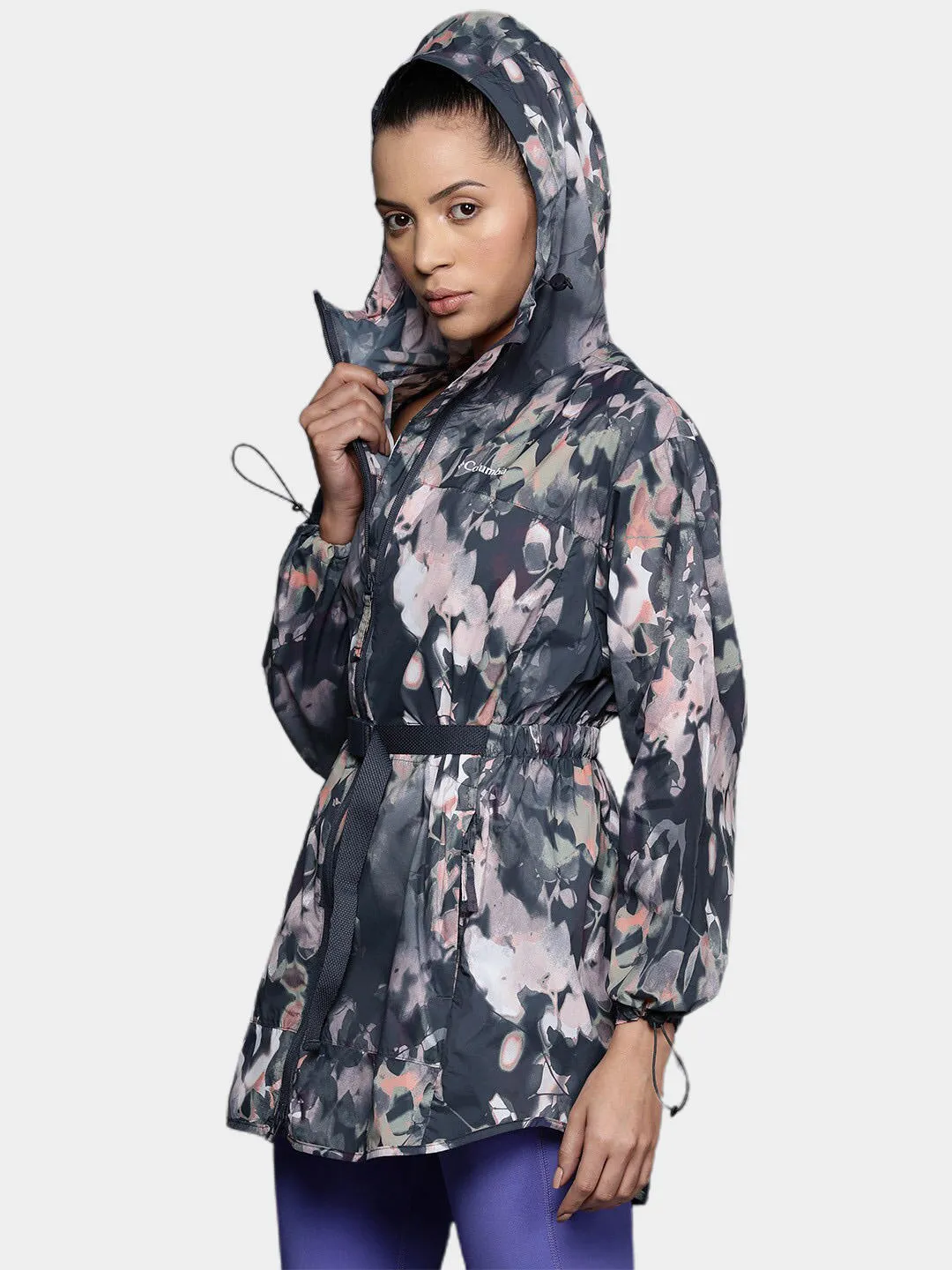 Columbia Women Blue Parkette Long Rain Jacket