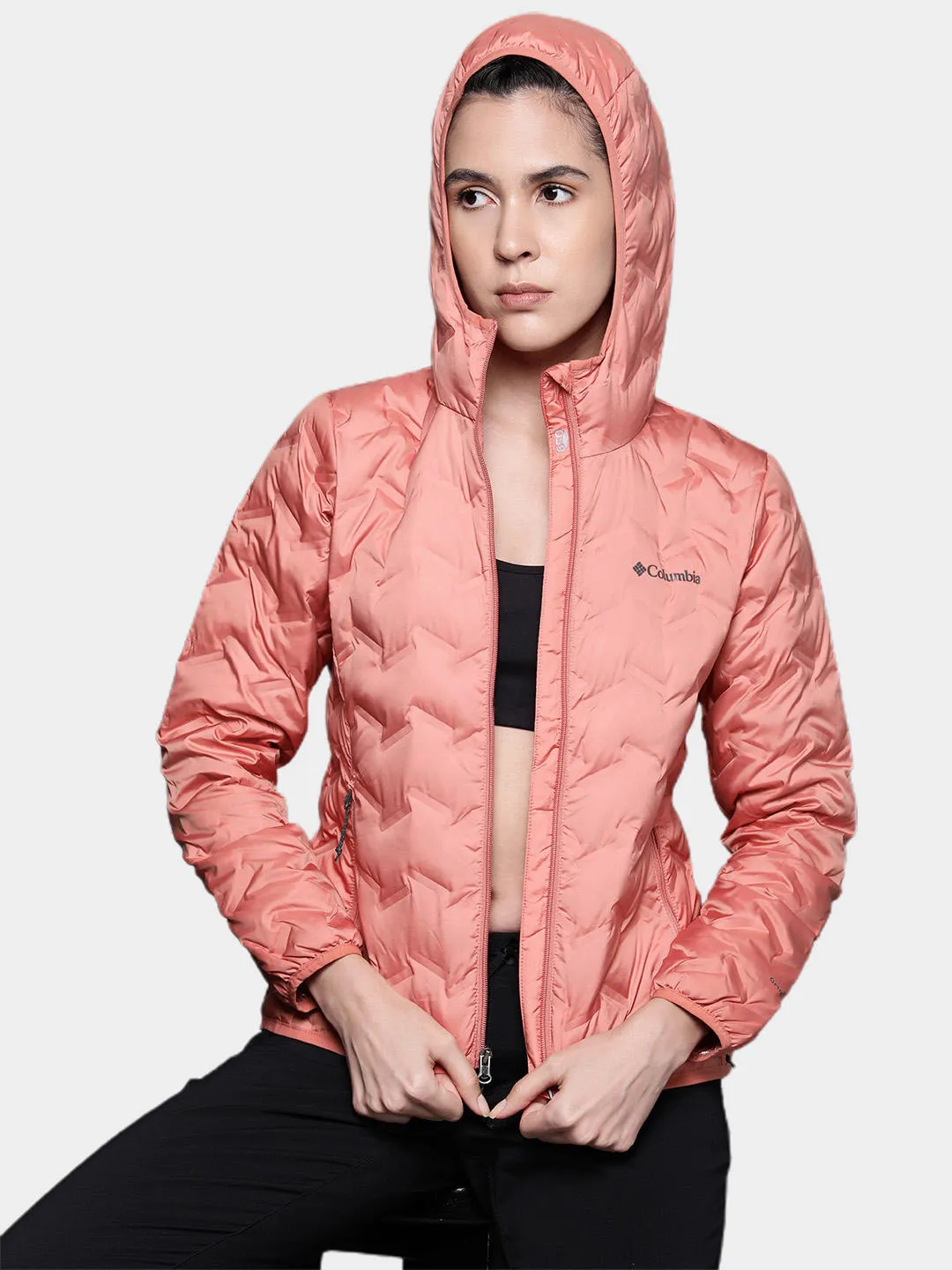 Columbia Women Peach Delta Ridge Down Hooded Jacket