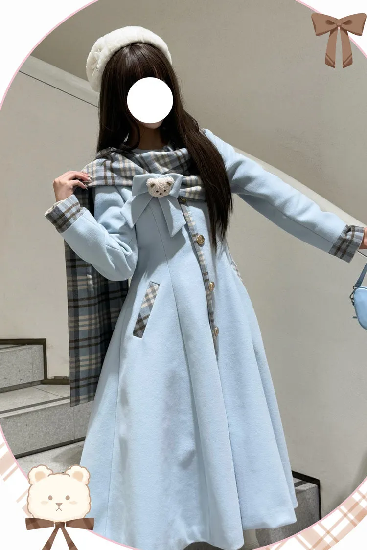 [Cookie Mousse] Single Breasted Long Sleeves Bowknot Stitching Sweet Elegant Lolita Coat 2 Colors