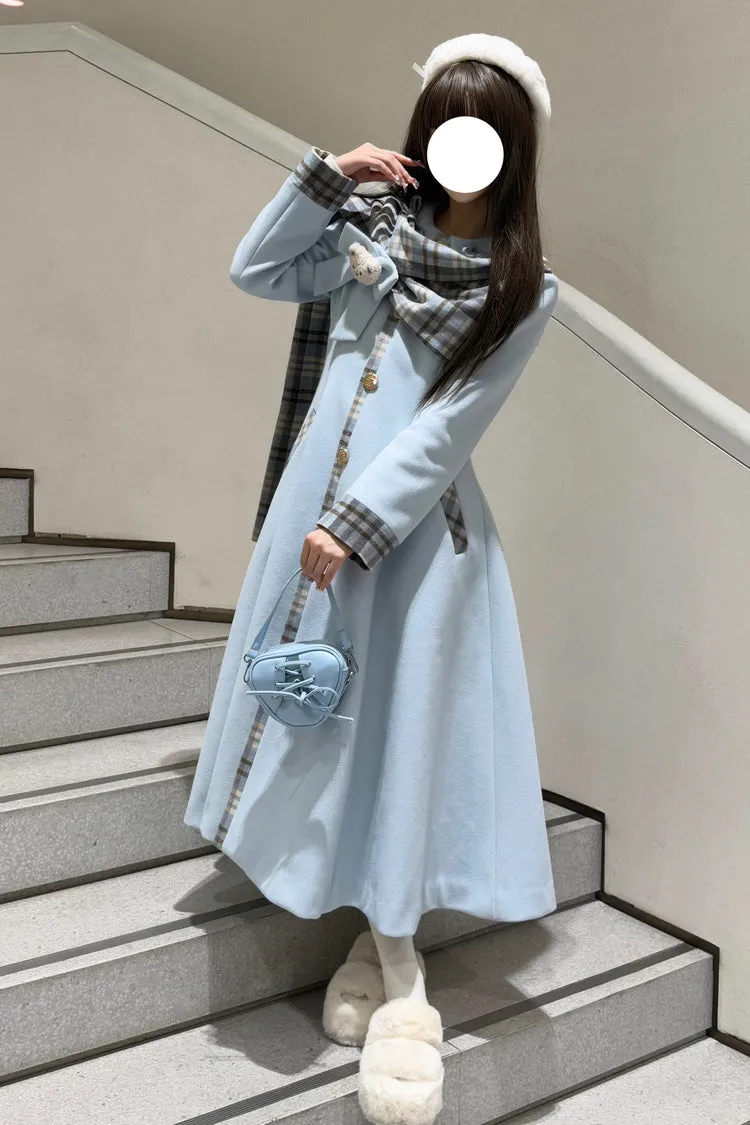 [Cookie Mousse] Single Breasted Long Sleeves Bowknot Stitching Sweet Elegant Lolita Coat 2 Colors