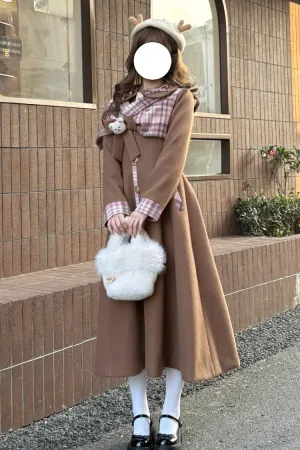 [Cookie Mousse] Single Breasted Long Sleeves Bowknot Stitching Sweet Elegant Lolita Coat 2 Colors