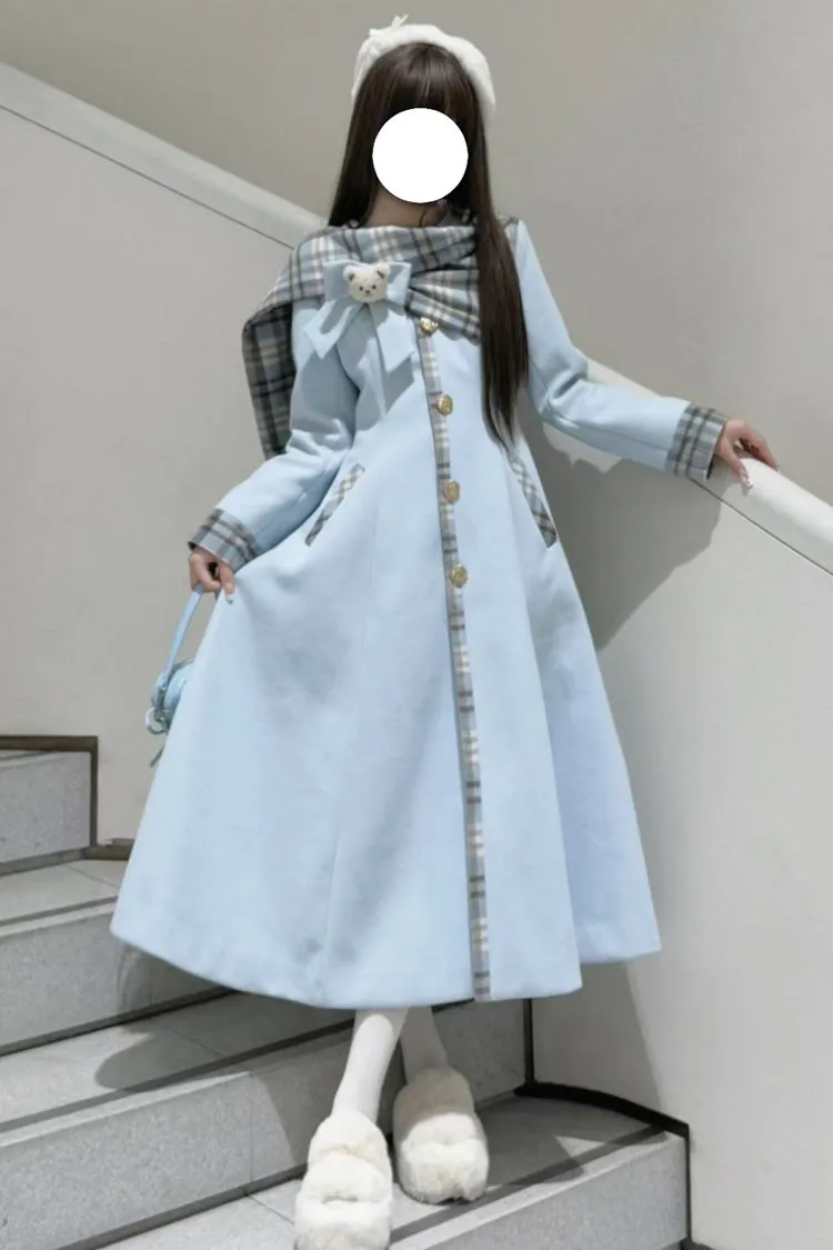 [Cookie Mousse] Single Breasted Long Sleeves Bowknot Stitching Sweet Elegant Lolita Coat 2 Colors