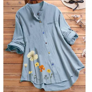 Cotton Linen Shirt for Women Long Sleeve Top