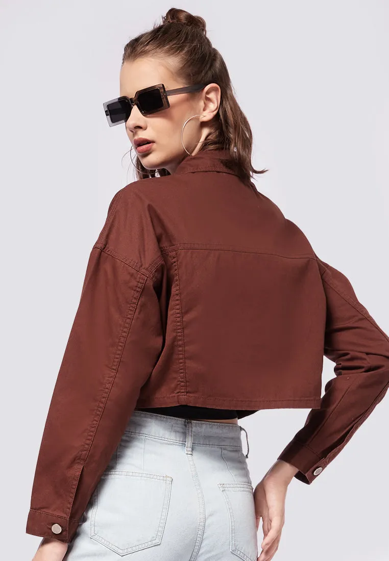 Crop Oversized Utility Denim Jacket
