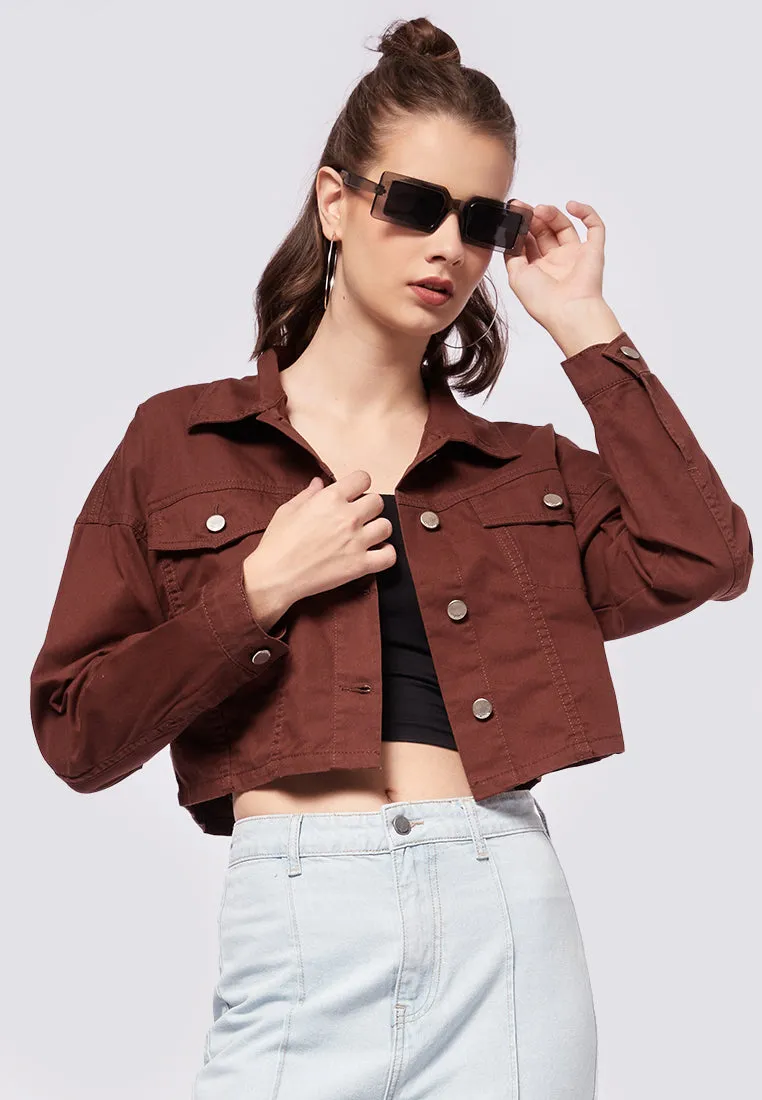 Crop Oversized Utility Denim Jacket