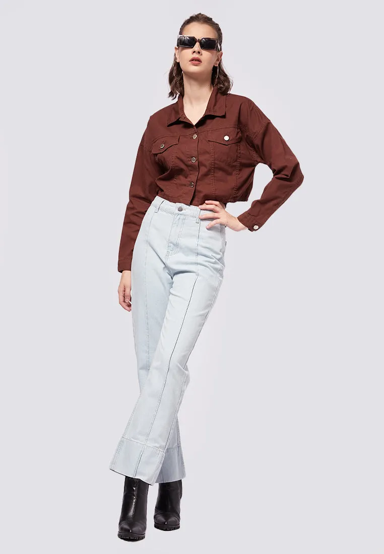 Crop Oversized Utility Denim Jacket