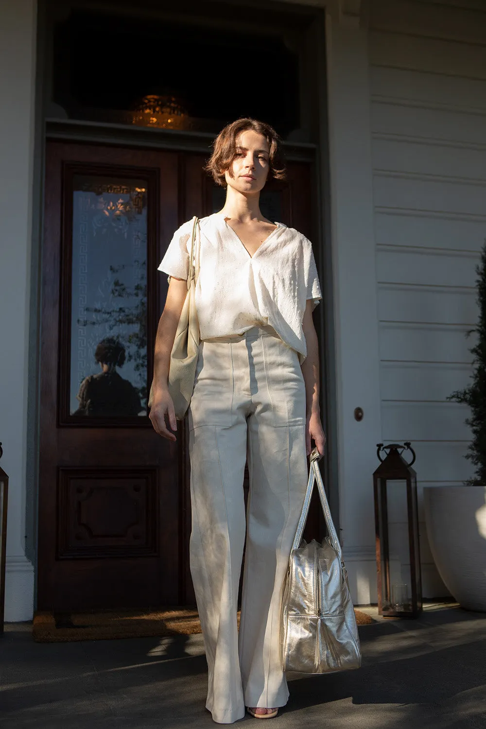Darby Cotton Canvas Pants In Natural
