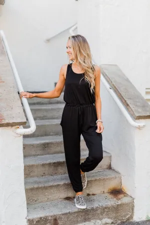 Day To Day Sleeveless Jumpsuit- Black