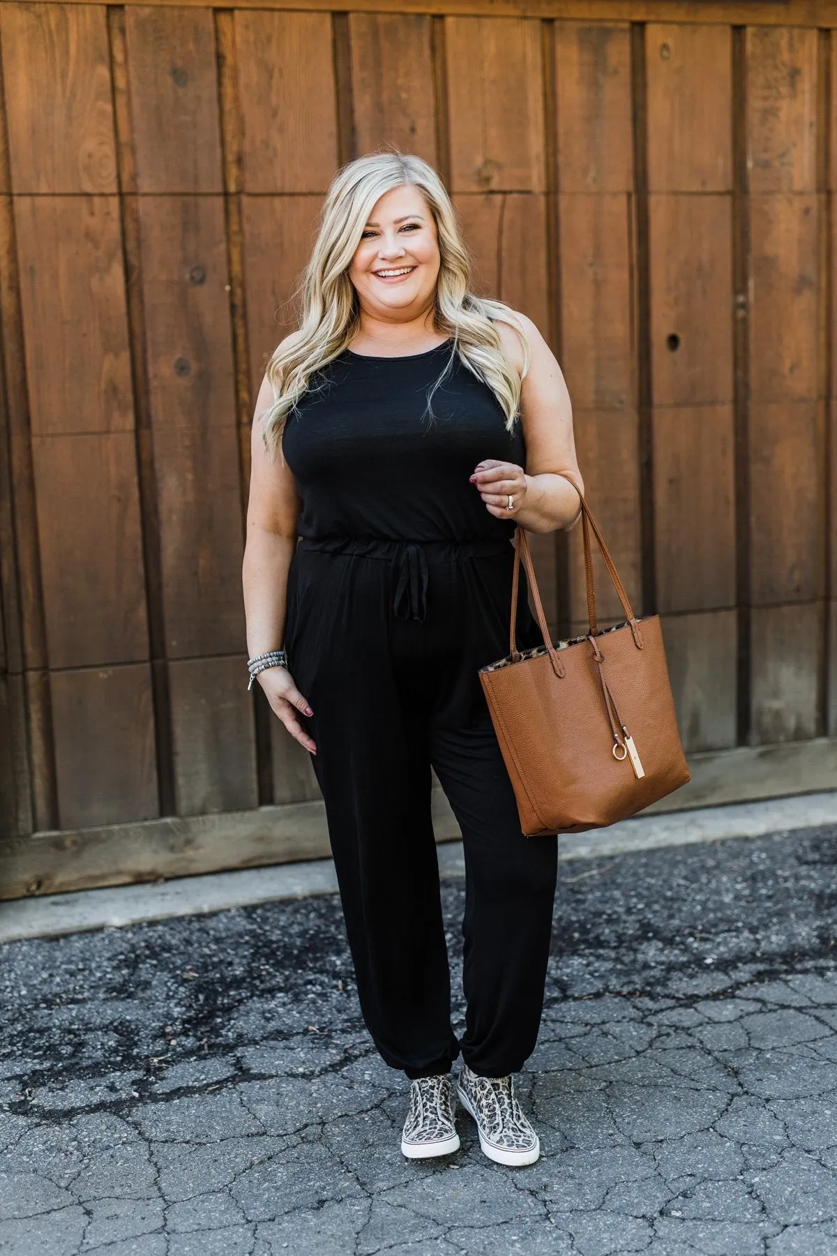 Day To Day Sleeveless Jumpsuit- Black