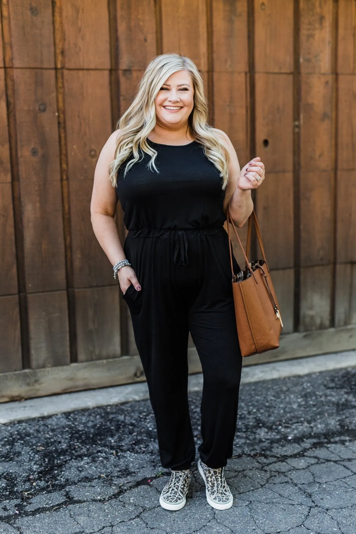 Day To Day Sleeveless Jumpsuit- Black