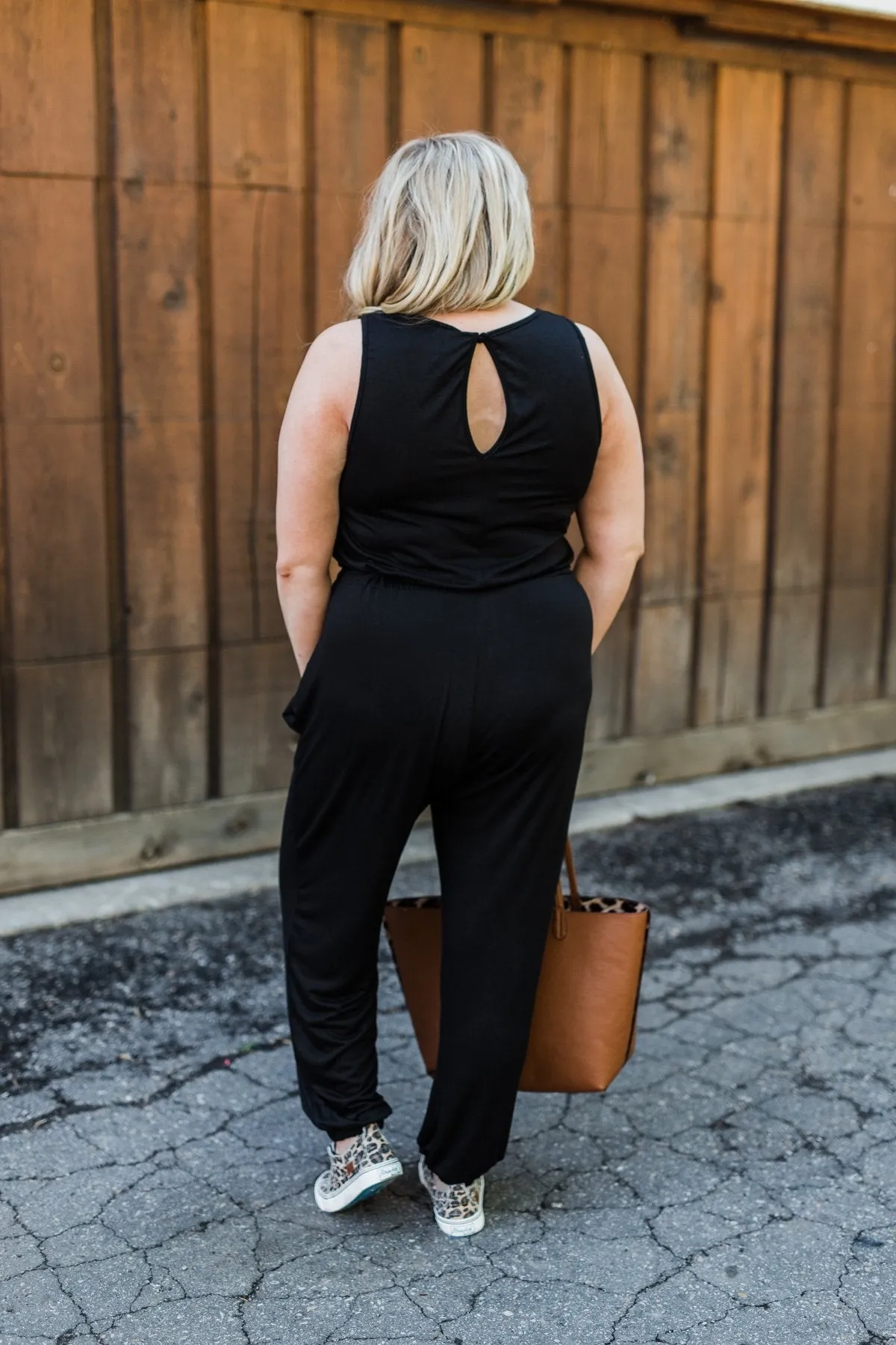 Day To Day Sleeveless Jumpsuit- Black