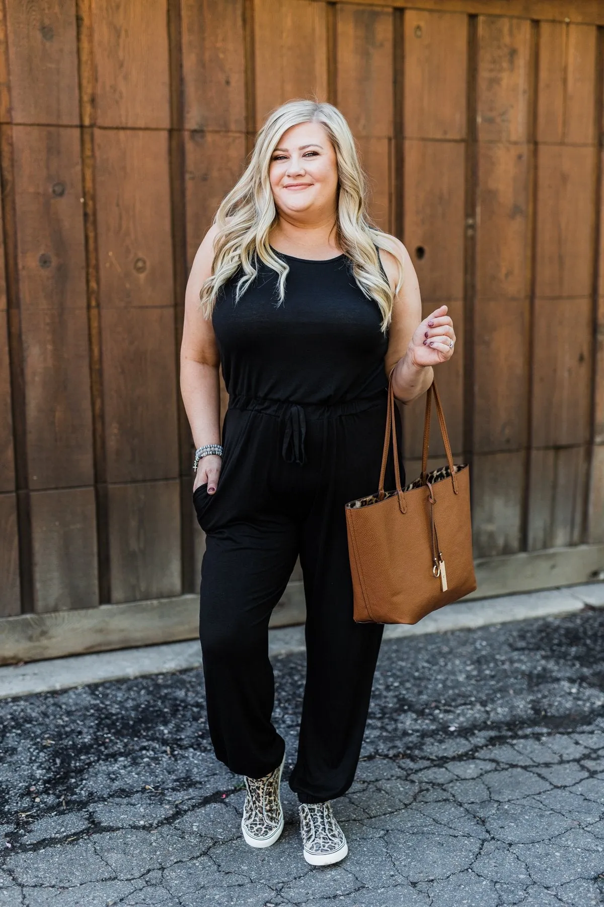 Day To Day Sleeveless Jumpsuit- Black