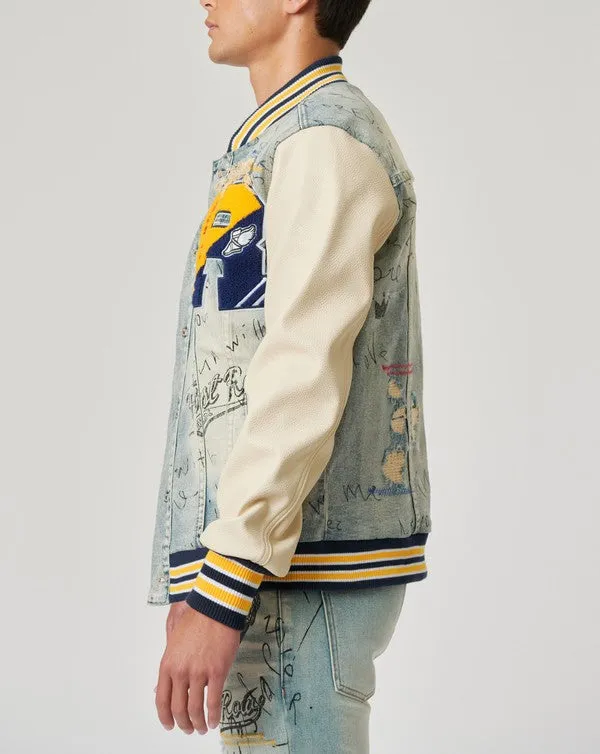 DENIM VARSITY JACKET