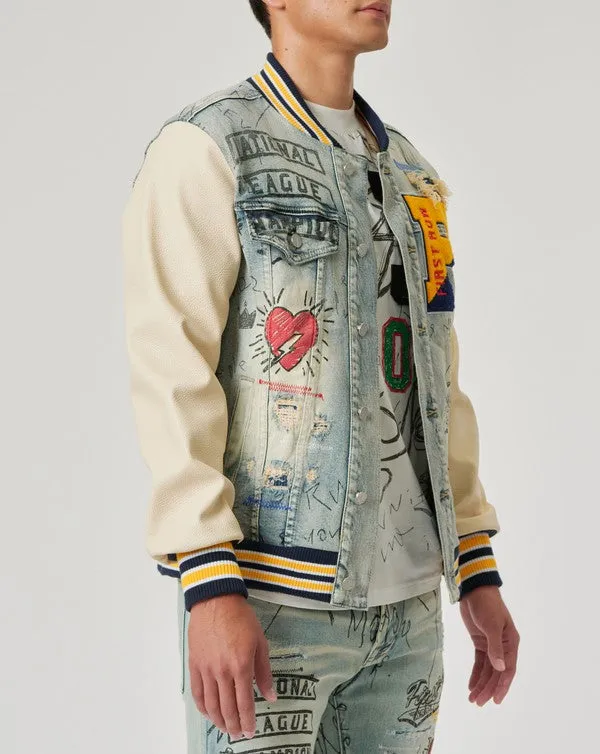 DENIM VARSITY JACKET