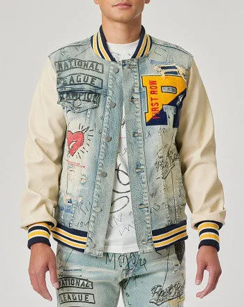 DENIM VARSITY JACKET