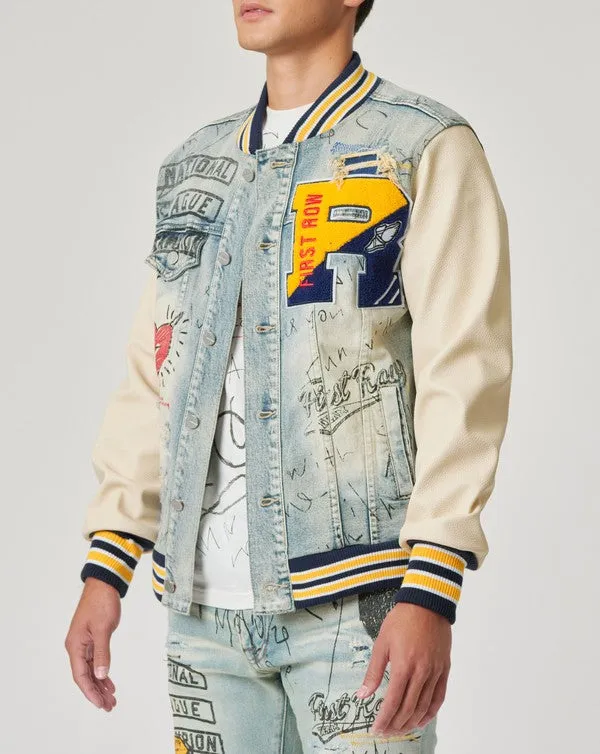 DENIM VARSITY JACKET