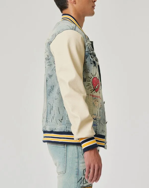 DENIM VARSITY JACKET