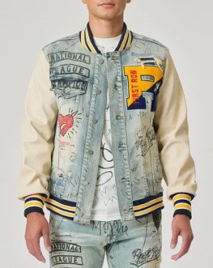 DENIM VARSITY JACKET
