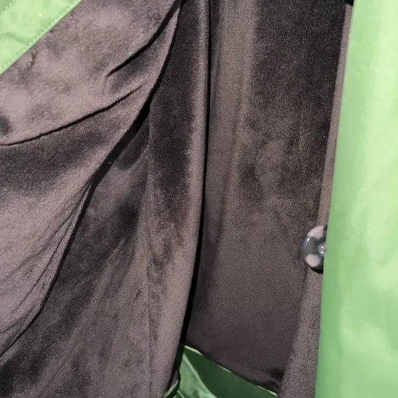 Dennis by Dennis Basso Green Trench Coat Snakeskin Print Trim Belted Size 1X