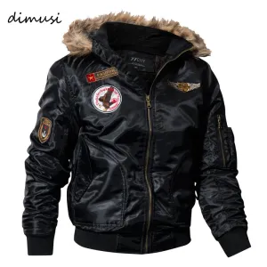 DIMUSI Paddad Men Winter Bomber Jacket Thick Thermal Down Cotton Parkas Male Casual Hoodies Faux Fur Collar Warm Coats 4XL,TA035