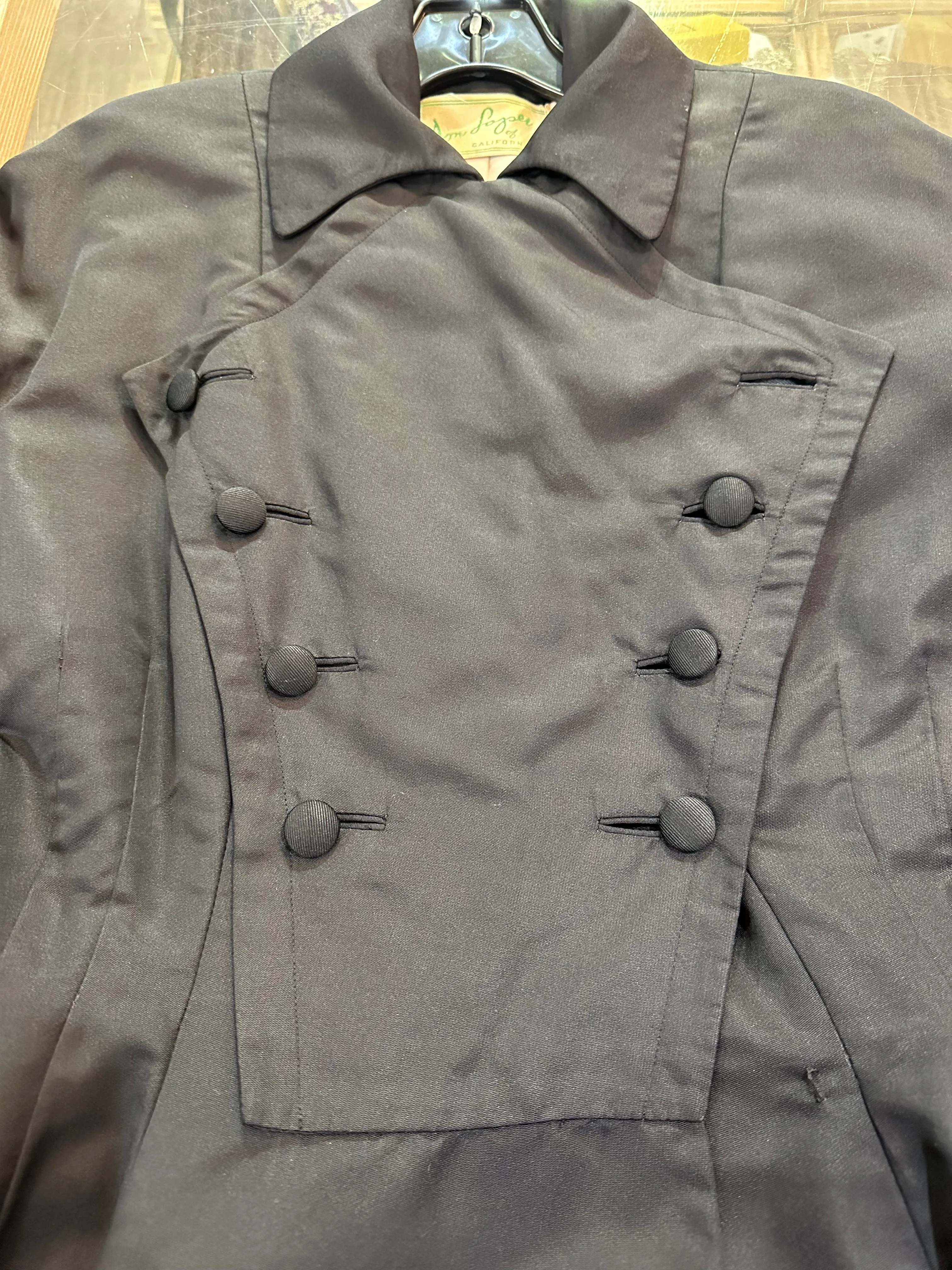Don Loper 50s  "New Look"  Double Breasted Black Coat