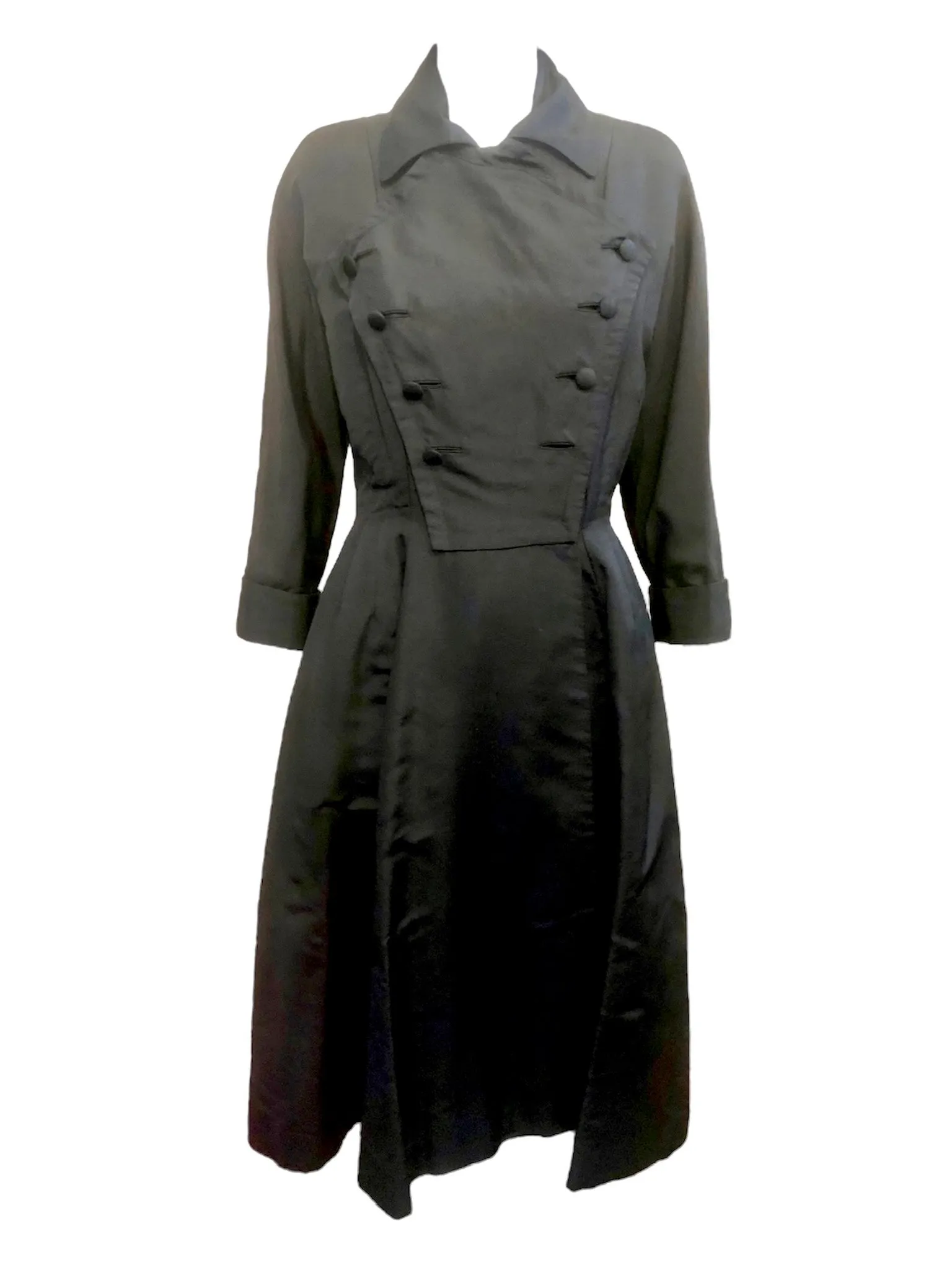 Don Loper 50s  "New Look"  Double Breasted Black Coat