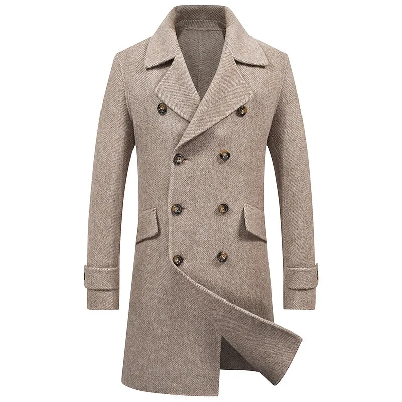 Double-breasted mid-length wool Trench coat