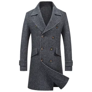 Double-breasted mid-length wool Trench coat