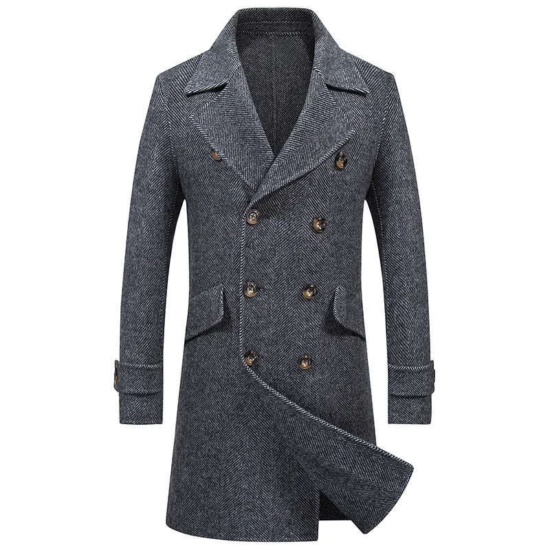 Double-breasted mid-length wool Trench coat