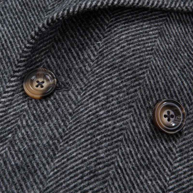 Double-breasted mid-length wool Trench coat