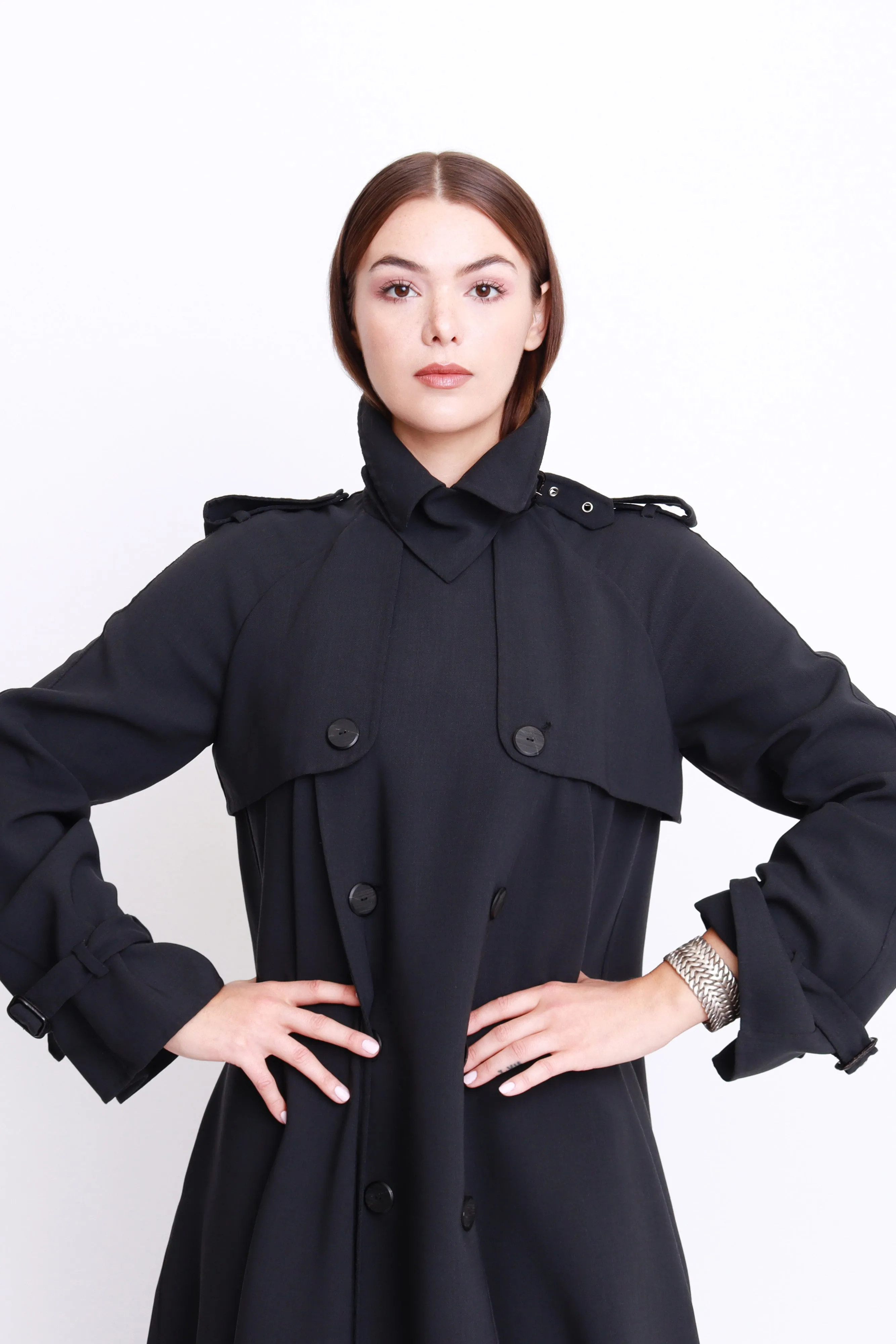 Double Breasted Wool Swing Coat