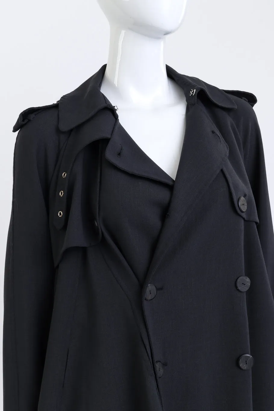 Double Breasted Wool Swing Coat