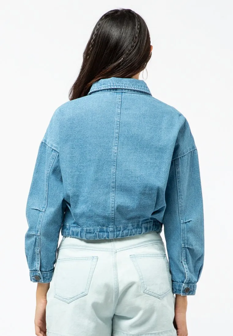 Drawstring Denim Jacket