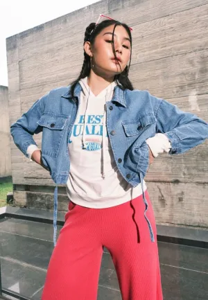 Drawstring Denim Jacket
