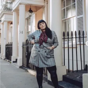 Eloquii Grey Plaid Belted Trench Coat Dress