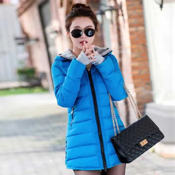 FIONTO Winter Coat Women Winter Jacket For Women Hooded Long Section Cotton Coat Slim Waist Thick Parkas Outwear A0006