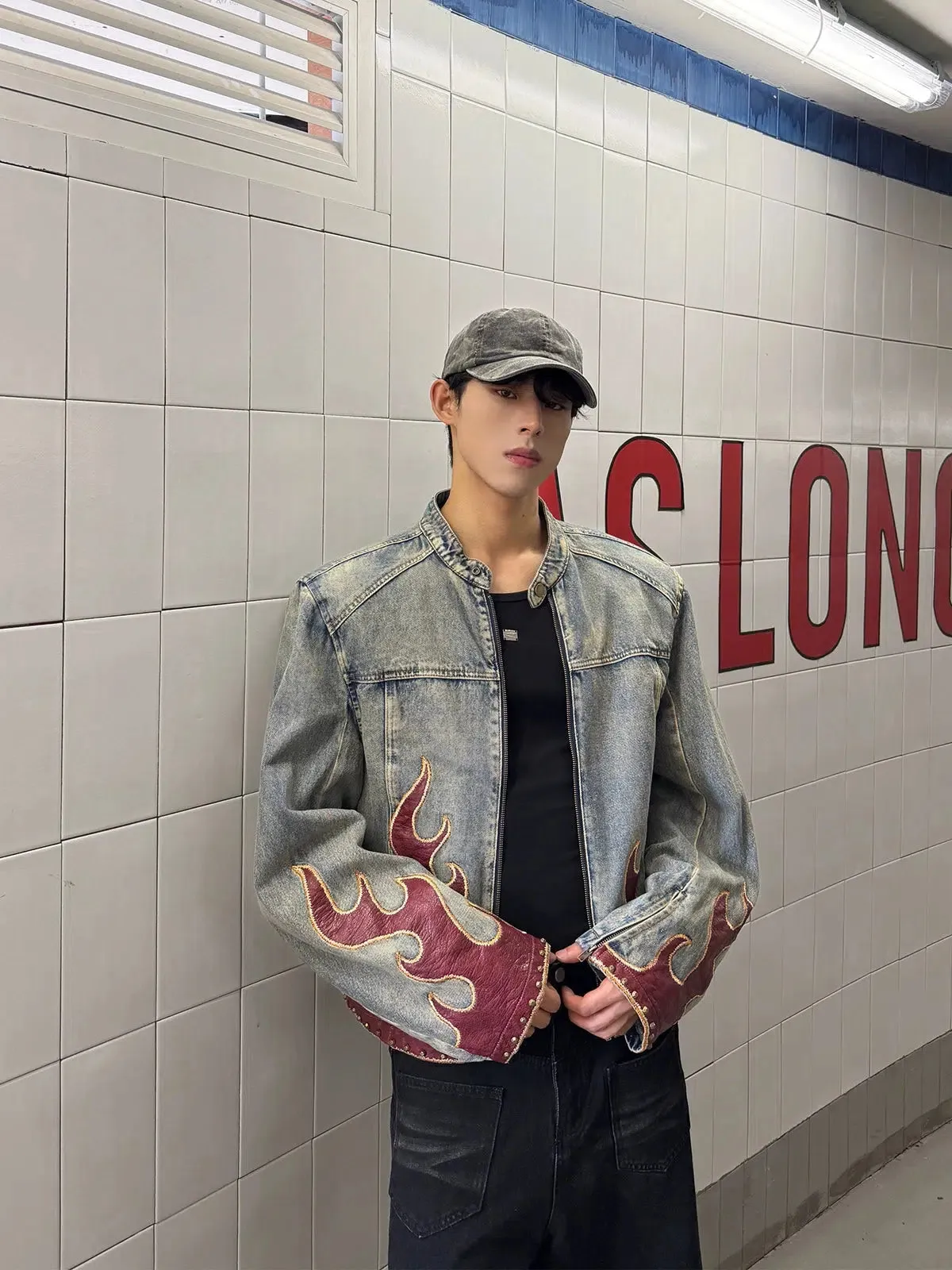 Flame Embroidered Denim Jacket