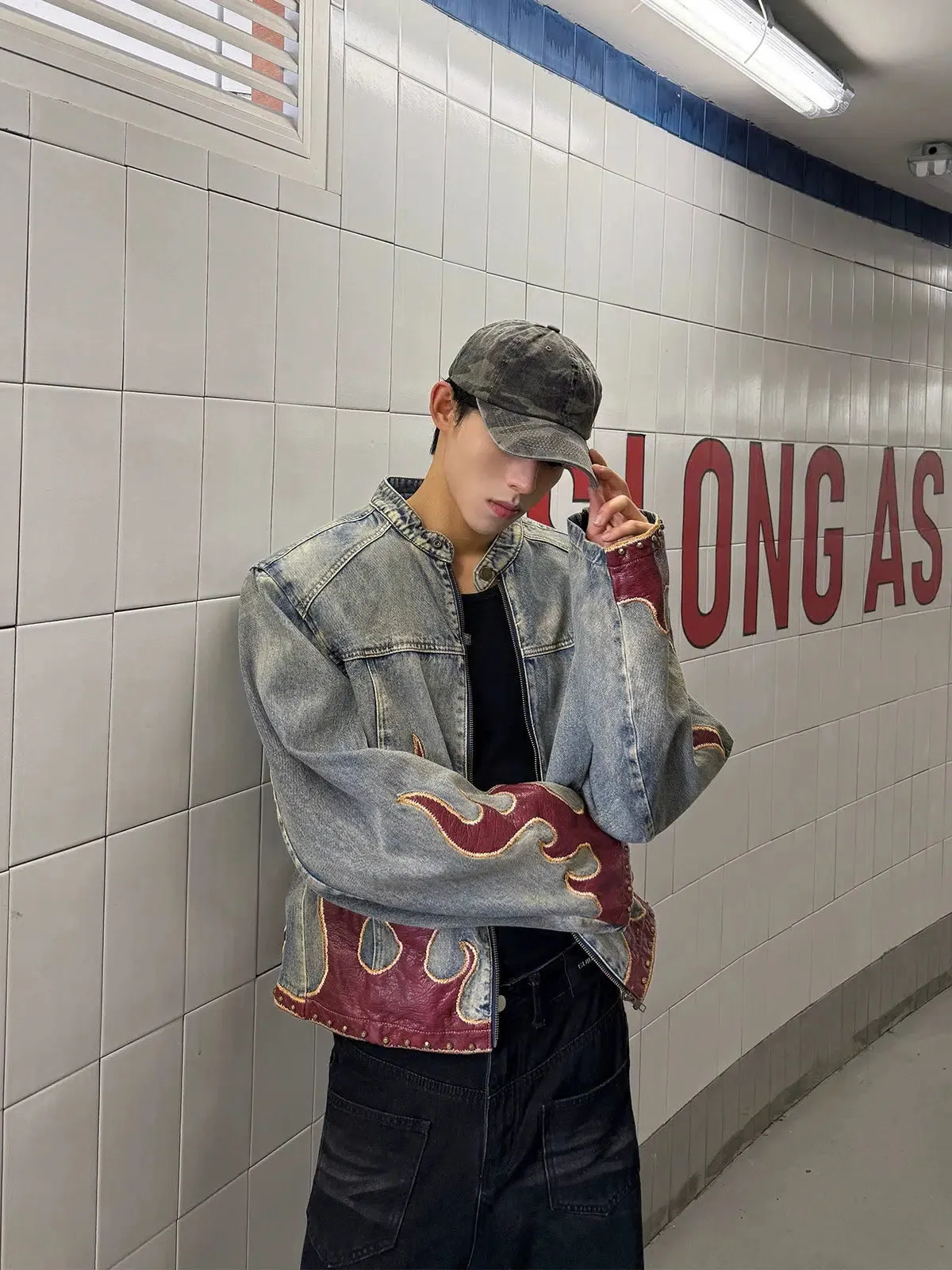 Flame Embroidered Denim Jacket