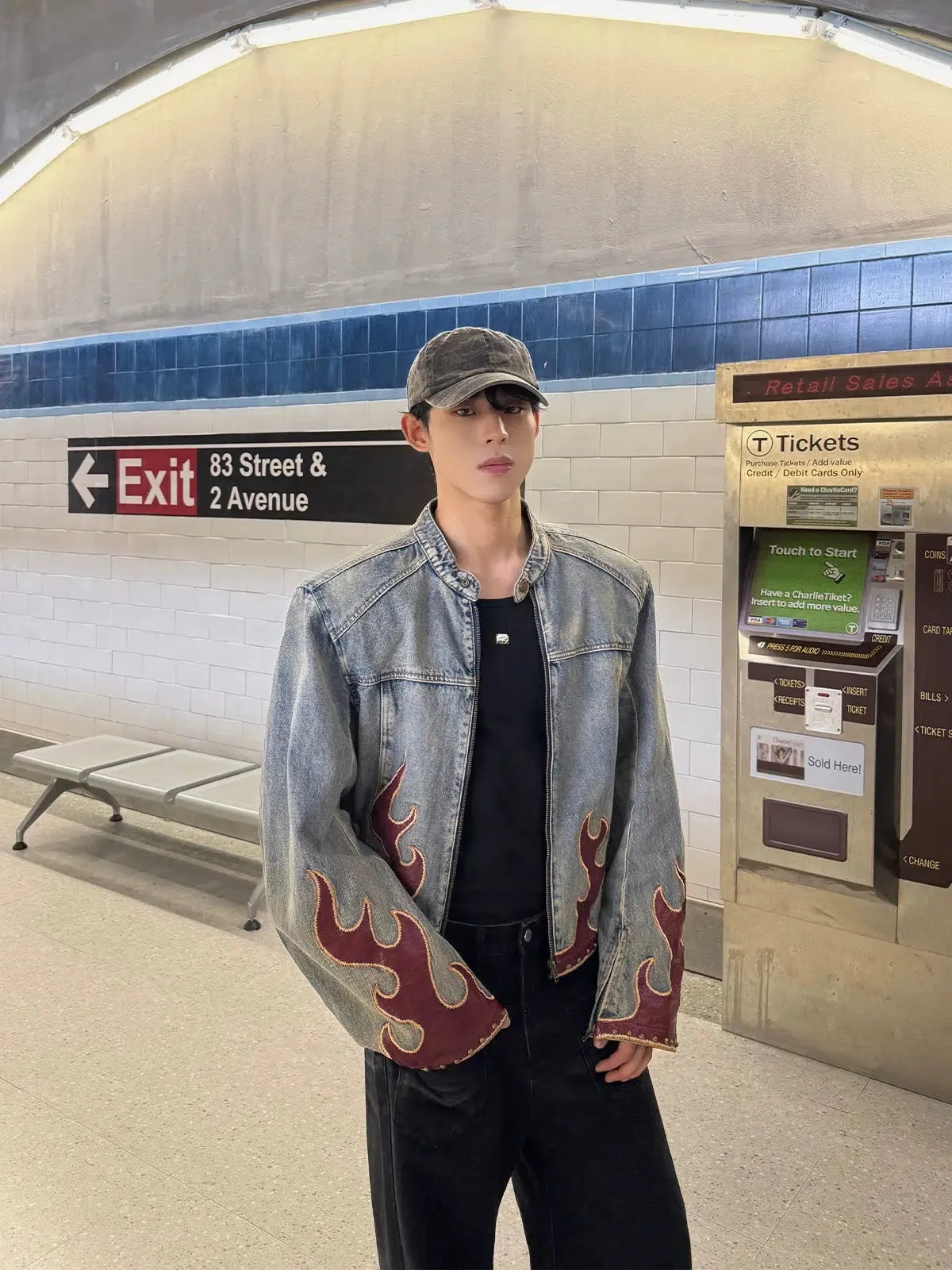 Flame Embroidered Denim Jacket