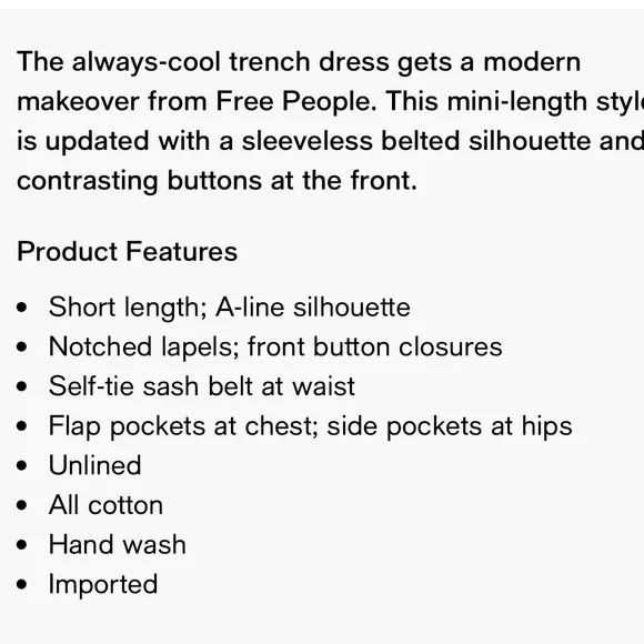 Free People Hepburn Cotton Trench Dress