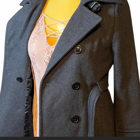 Giacca Gray Wool-Blend Trench Coat with Belt