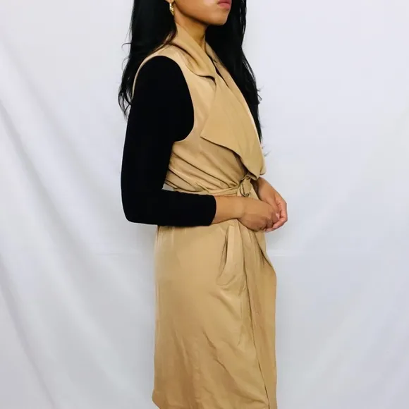 Glamorous | Draped Waterfall Sleeveless Trench