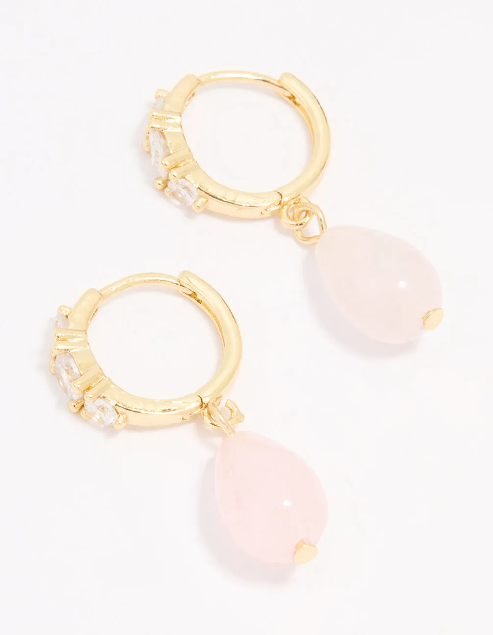 Gold Plated Cubic Zirconia Semi Precious Drop Earrings