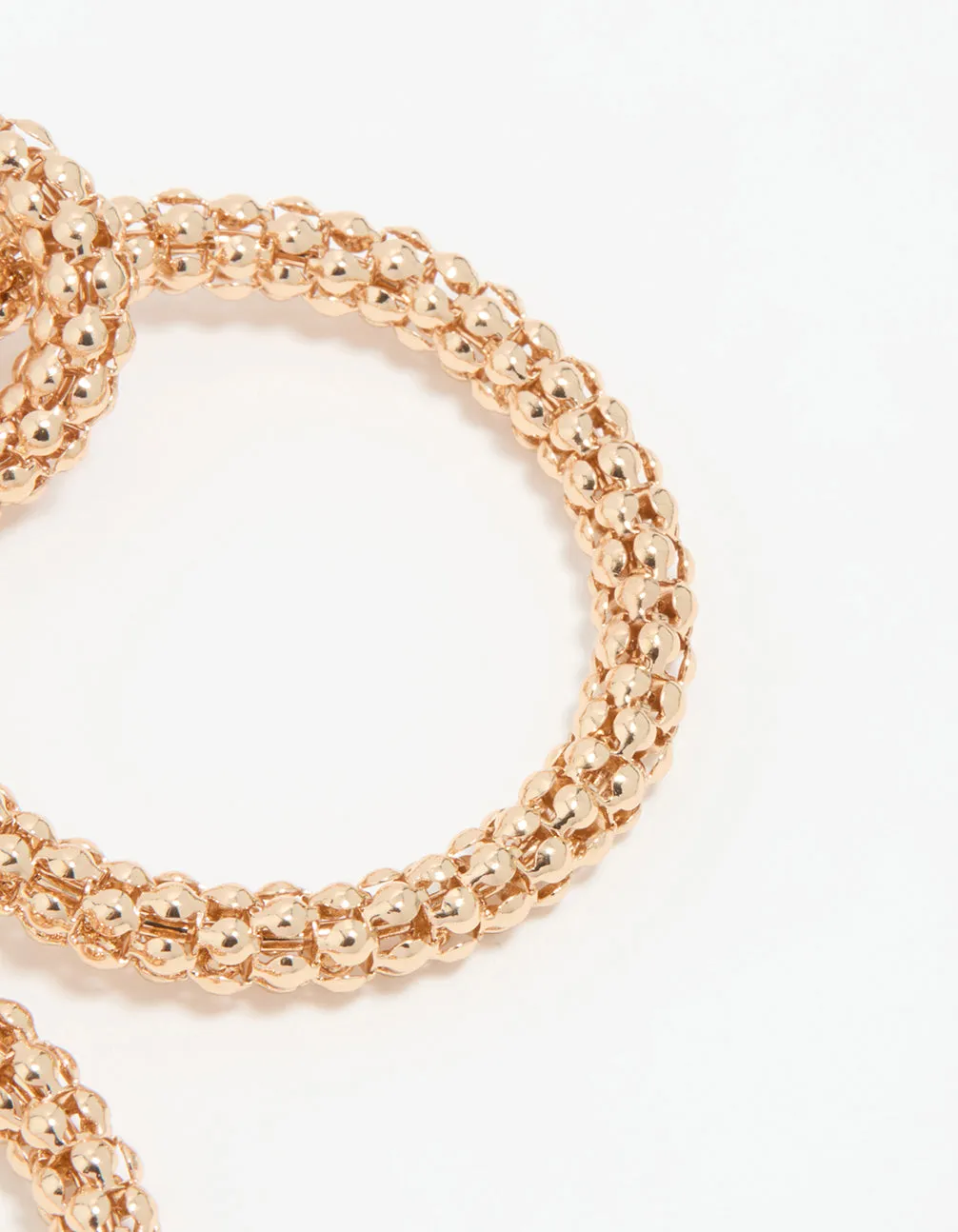 Gold Textured Double Circle Drop Earrings