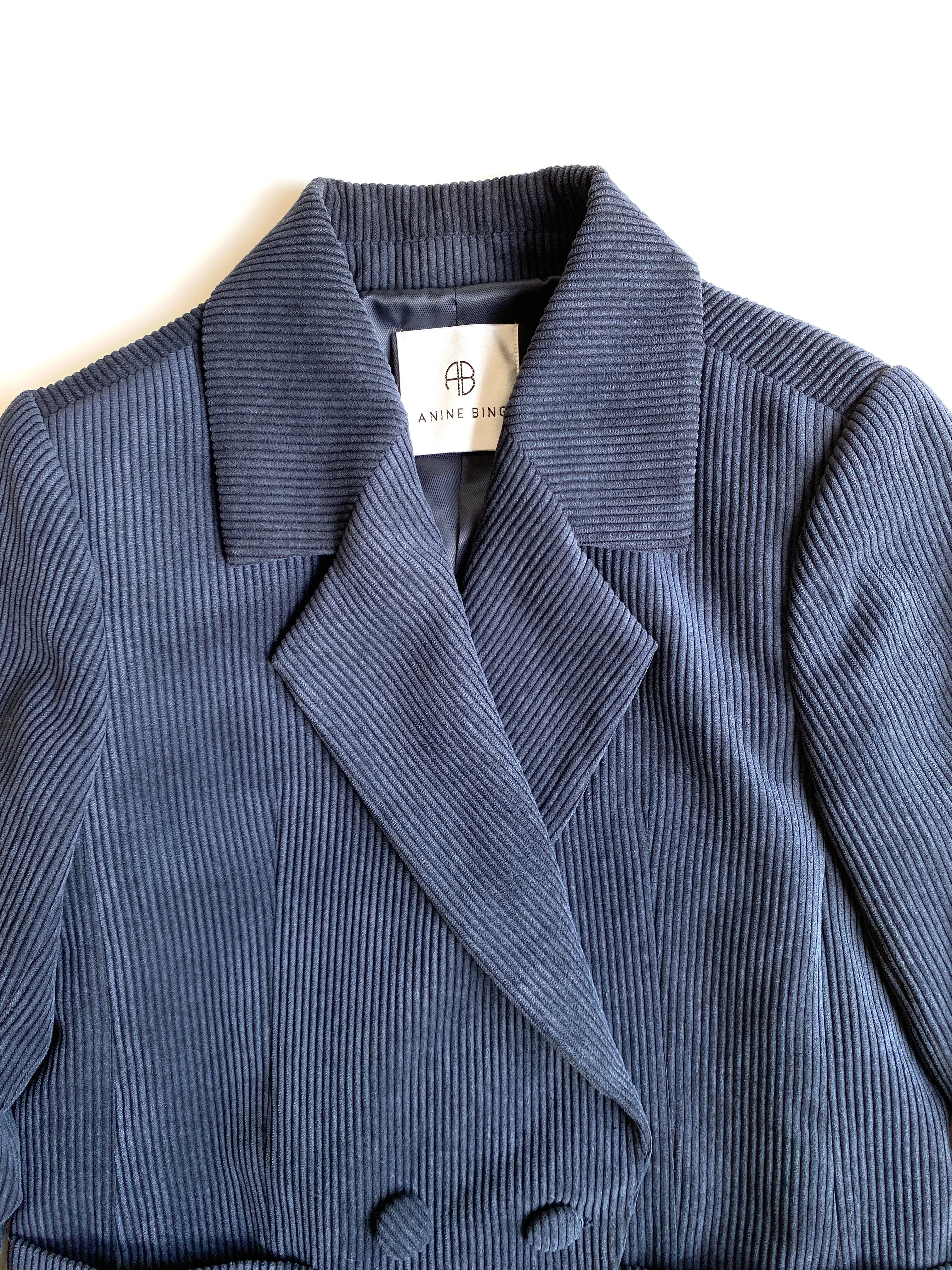 GRACE CORDUROY BLAZER IN MIDNIGHT - SIZE XS