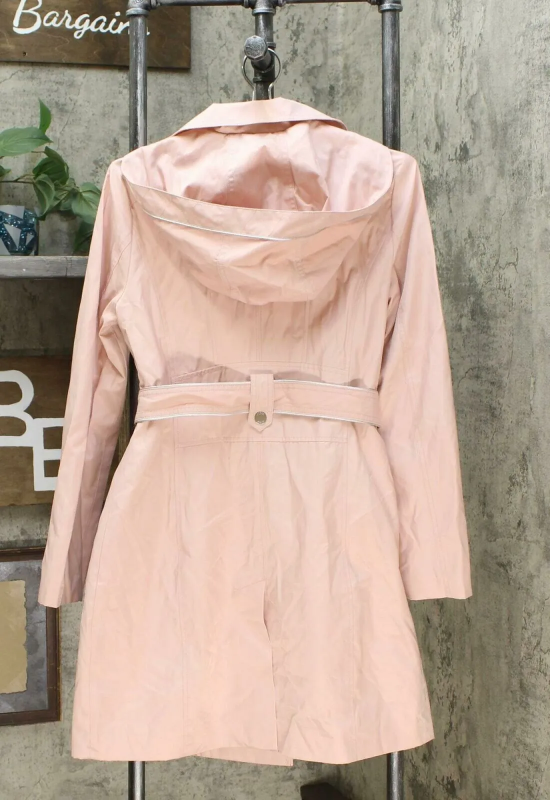 Guess Women's Double-Breasted Belted Trench Coat Pink Medium