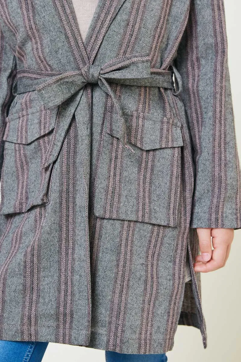 Herringbone Stripe Trench Coat