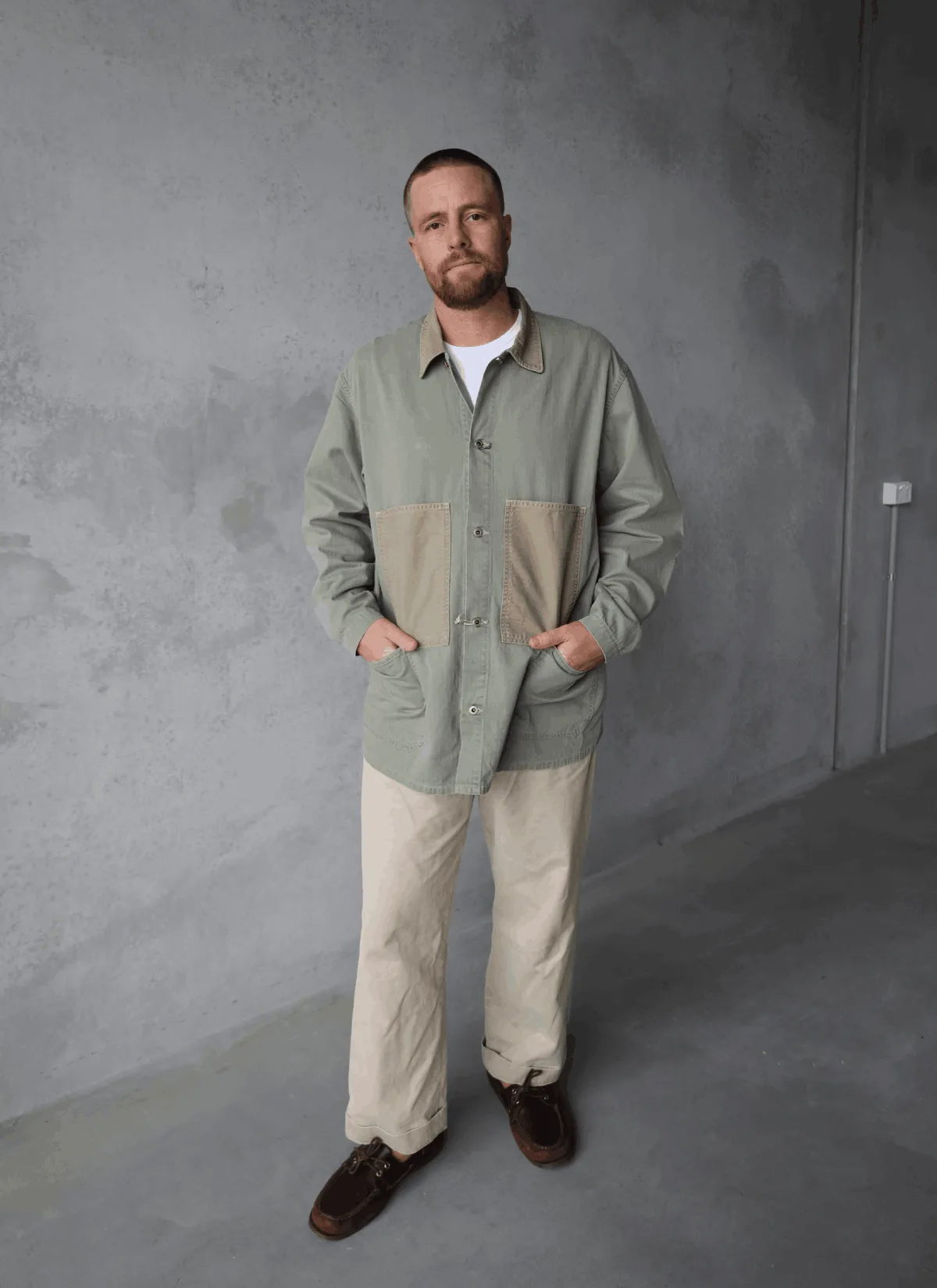 Herringbone Utility Coverall Jacket - Green